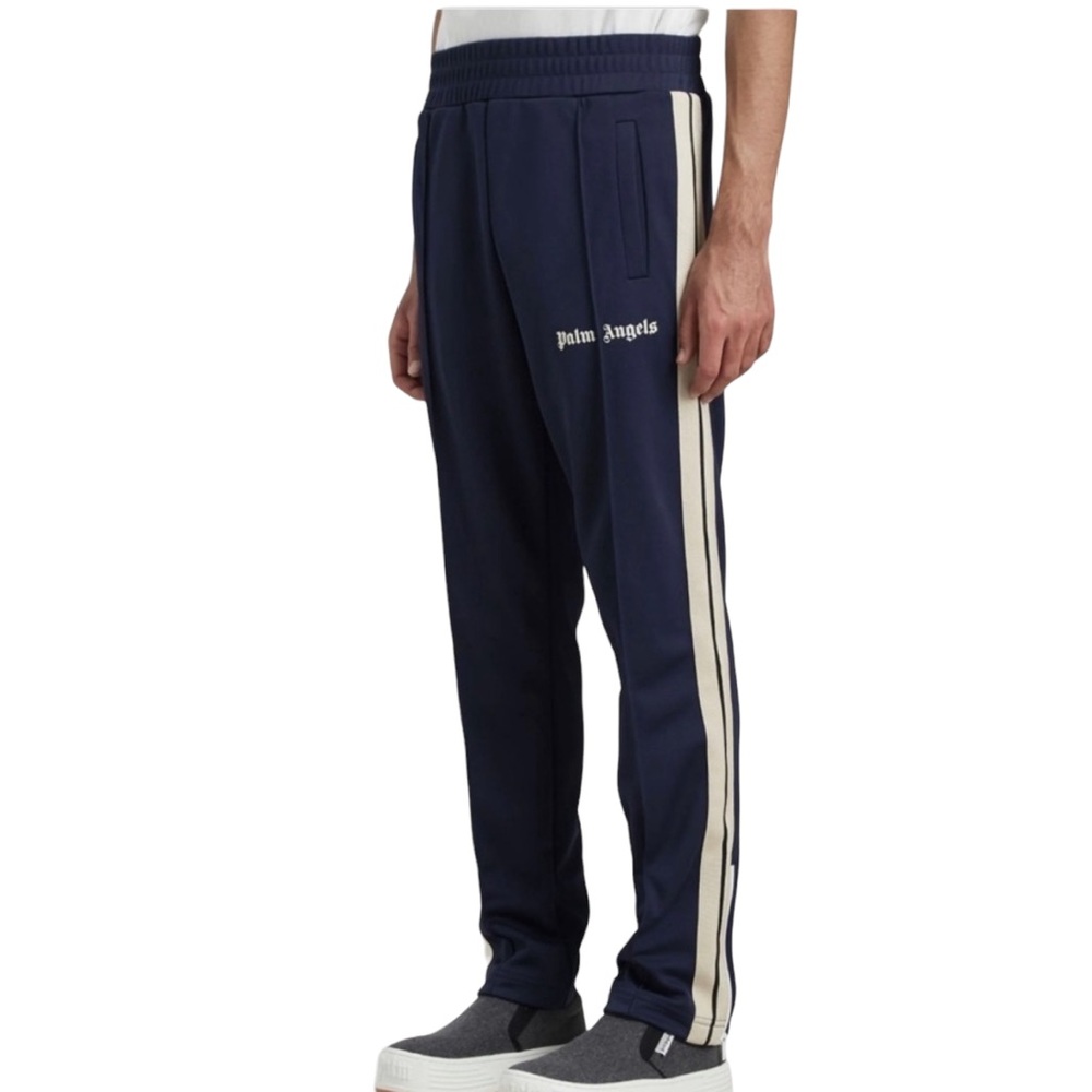 Palm Angels Core Classic Track Pants Navy Blue White Men’s Sz S NWT